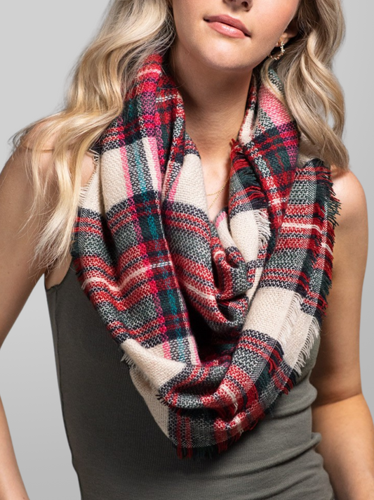 Woven Plaid Infinity Scarf