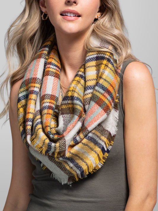 Woven Plaid Infinity Scarf