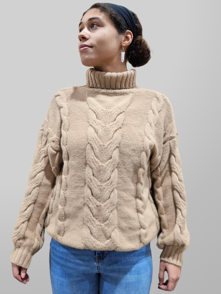 Cable Knit Chunky Oversized Turtleneck Sweater